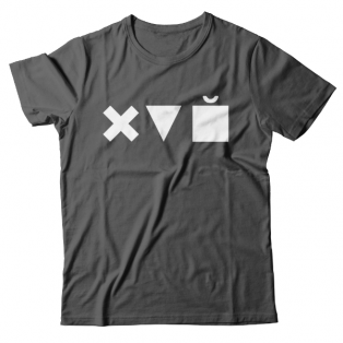 Прикольная футболка с принтом "Икс Треугольник Куб"